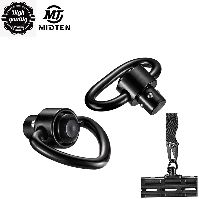 

MidTen 4PCS Harris Picatinny Bipod Adapter Mount Rail Attachment 2 QD and 2 Peach Buckle Sling Swivel Rotation Push Button