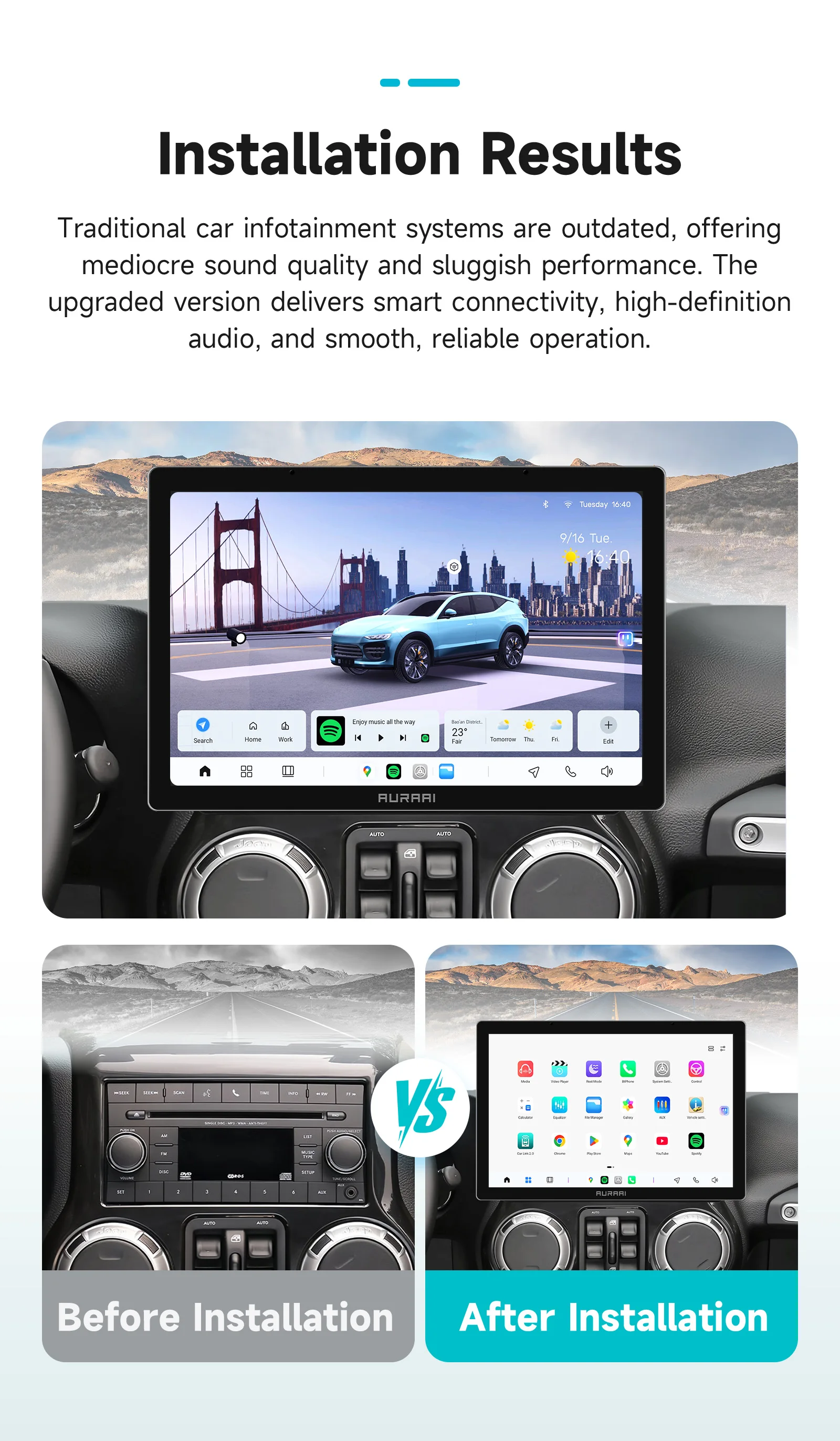 AURAAI Autoradio für JEEP Compass Patriot Chrysler 300C Sebring Liberty Dodge Wrangler 2K Bildschirm ADAS 360-Kamera Carplay GPS Audio – Detail 3