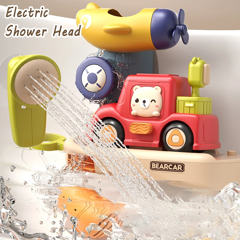 Baby Bath Toys Electric Squirt Bathtub Water Spray Toys Car Pump Adjustable Sprinkler Toddler Bathroom Bathing Play Water Games 4
