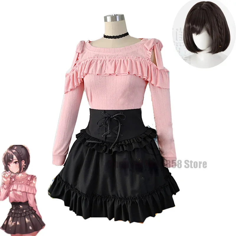 

Game Project Sekai Colorful Stage! Shinonome Ena Cosplay Costume Wig Women Cute Party Pink Suit Top Skirts Halloween Uniforms