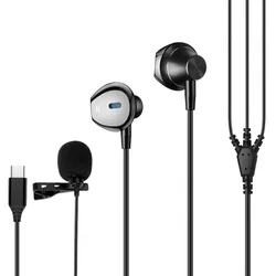 High - Fidelity Wired Earphones with Lavalier Microphone and Noise - Cancelling Technology (Type c)