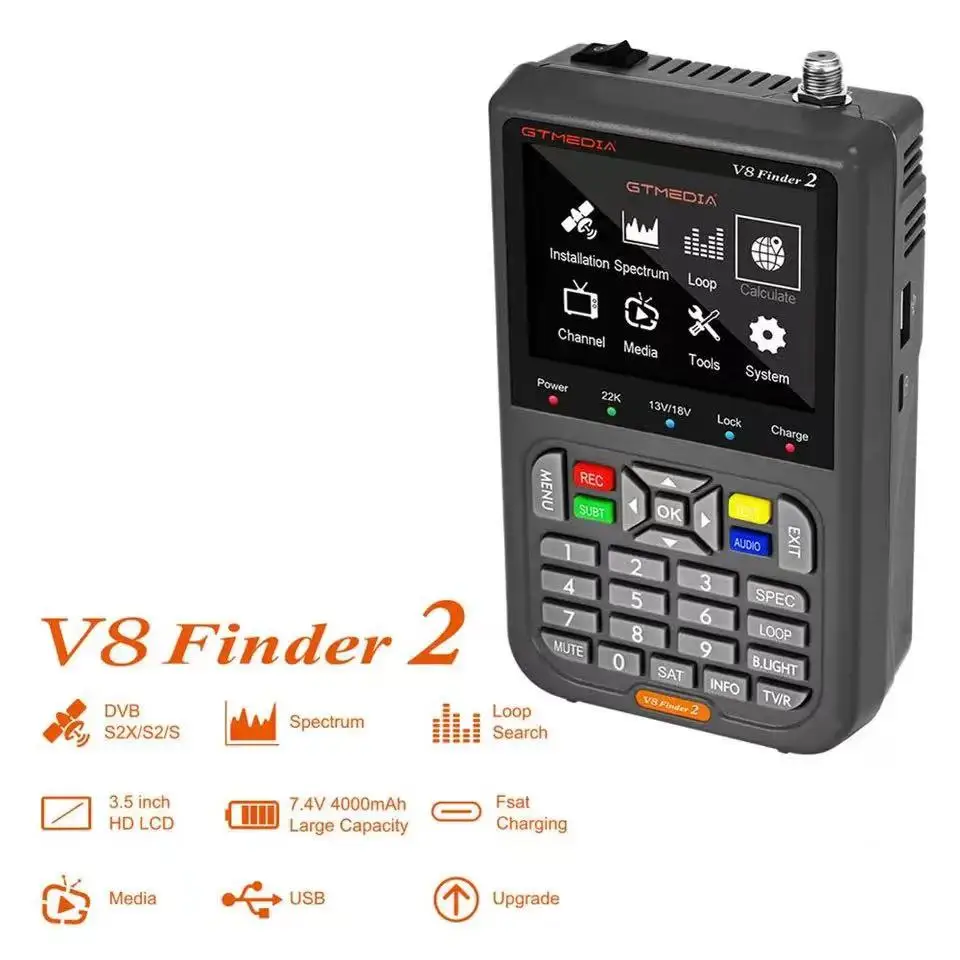 Satellite Signal Finder GTMEDIA V8 Finder2+Bag DVB-S/S2/S2X 1080P 3.5 Inch High Definition TFT LCD Screen H.264 vs WS-6933