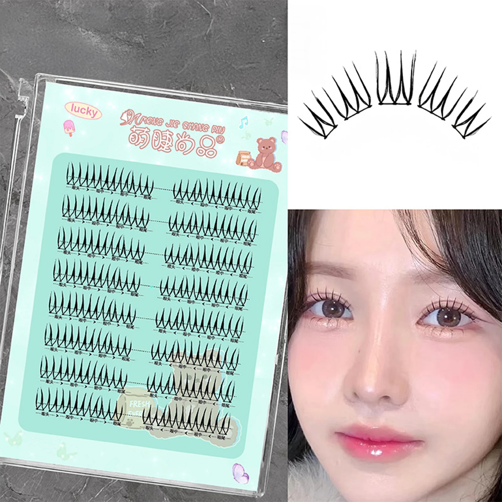 8 Rows Mange False Eyelashes A Type Korean Idol Eyelashes Upgraded Lash U-shaped Black Stem Soft Mink Natural Eye Lashes