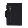 YE TREE Slim Aluminum Metal Wallet for Men Zipper Credit Card Holder RFID Genuine Leather Pop up Wallet for Cards and Coins Man 2