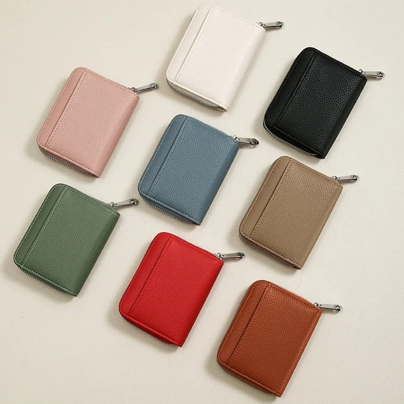 New Simple PU Leather Coin Purse Zipper Mini Wallets Portable - Main Image