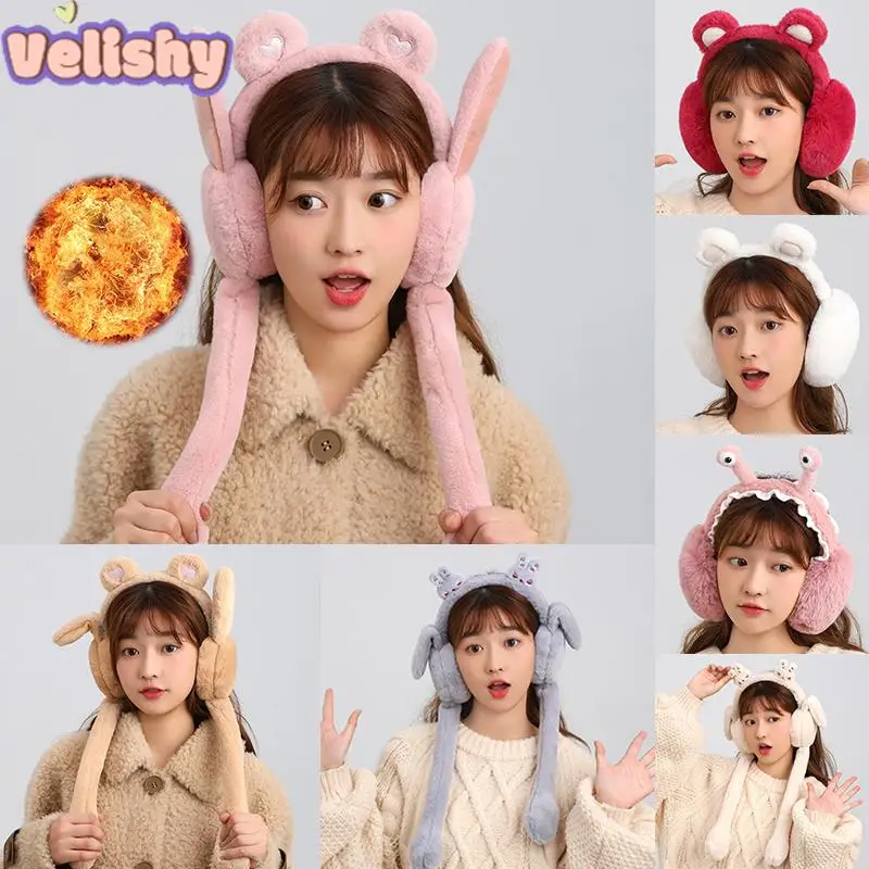 열 부드러운 봉제 귀마개, 귀여운 에어백 토끼 이어 워머, 곰 달팽이, 두꺼운 ..