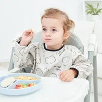 Baby's Soft Waterproof Bib Kid Long Sleeves Adjustable Feeding Cloth Little Boy Girl Painting Smock Child Meal Eating Apron 2
