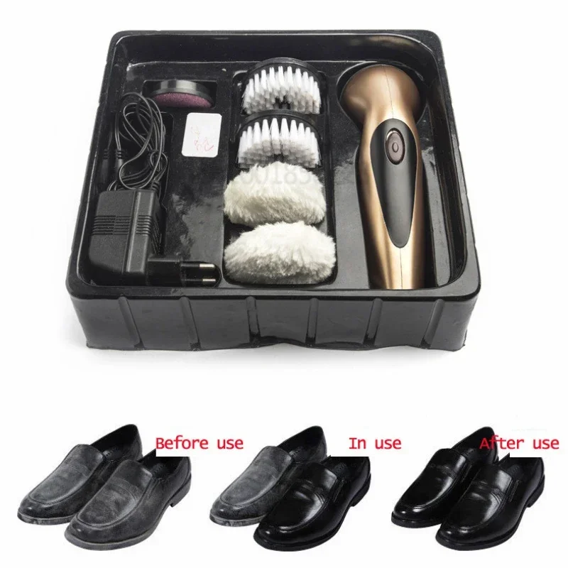 Hand-held Portable Chargeable Shoe Polishing Machine Mini Convenient Shoeshine Mechanical Shoe Cleaning Device Useful Tool