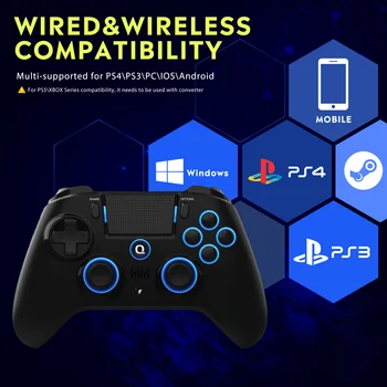 QRD Spark N5 Wireless Controller forPS5 PS4 PS3 IOS Android PC Hall Effect 9-color LED lights Vibration effect PS4 Gamepad 3