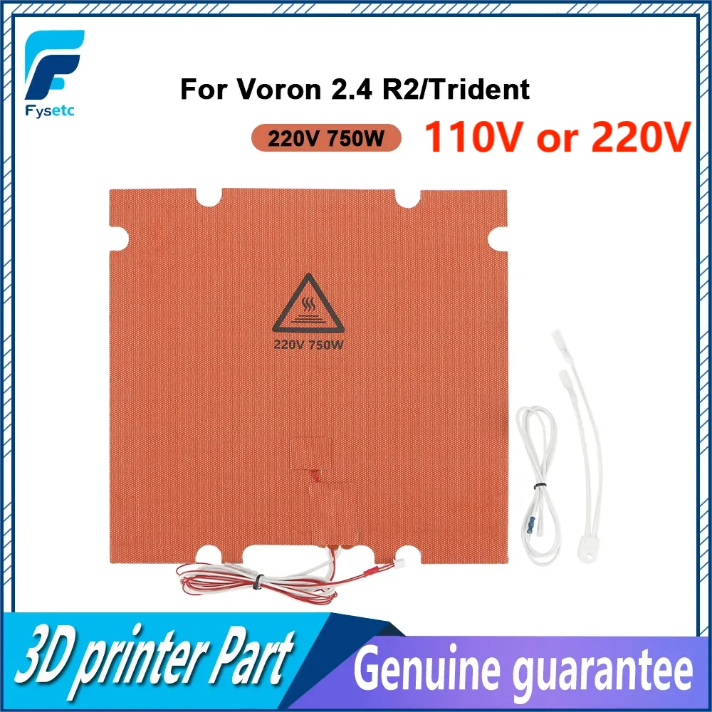 FYSETC Silicone Heated Bed Heating Pad with Point Hole 110V/220V 300/350mm 750W/1000W for Voron 2.4 R2/Trident 3D Printer Parts toaiot silicone heated bed heating pad with hole 300 350mm 220v 750w 1000w for voron 2 4 r2 trident 3d printer parts hot bed