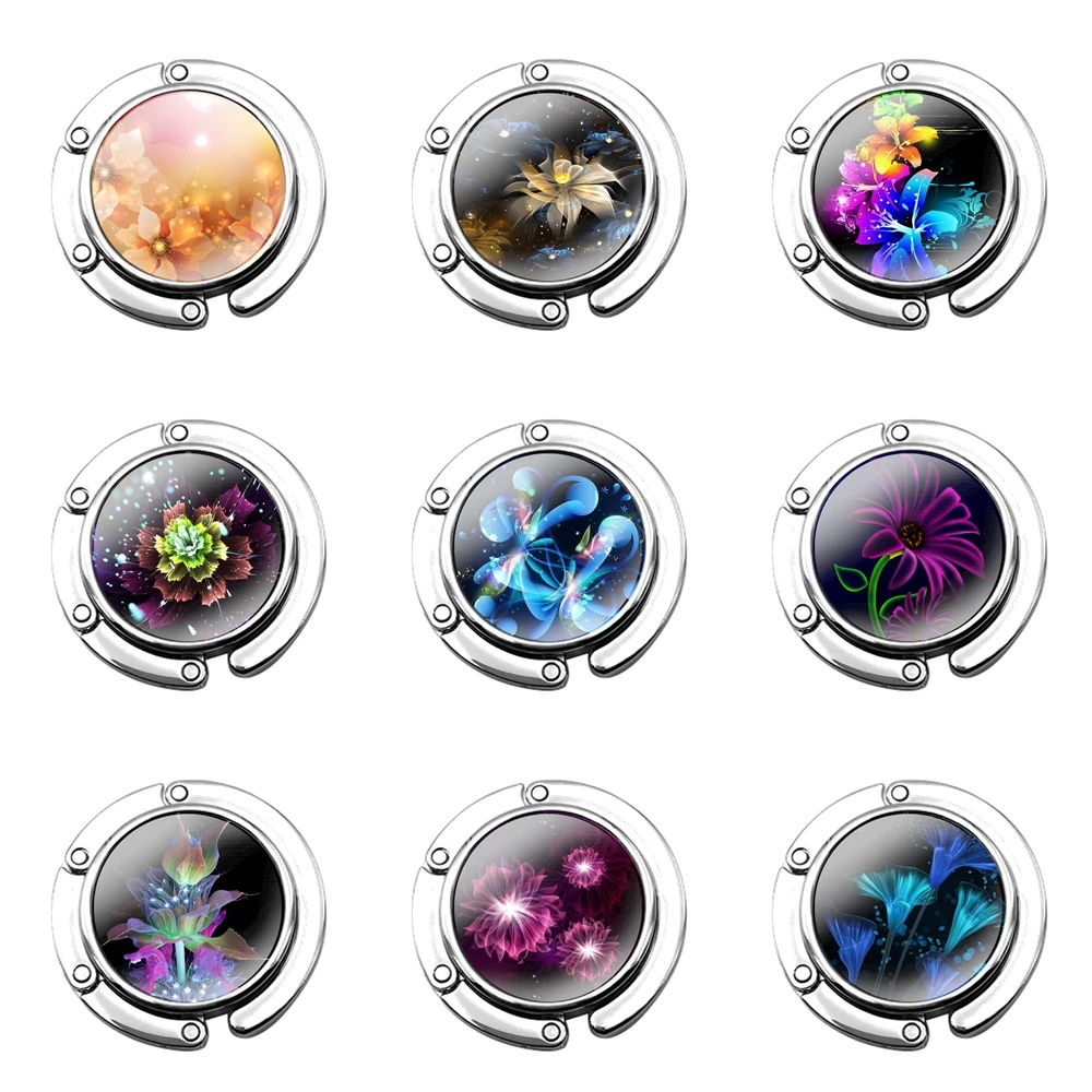 

Glowing flowers stars in the dark Foldable Purse Hook for Women's Table Handbag Storage Folding Decor Table Hook