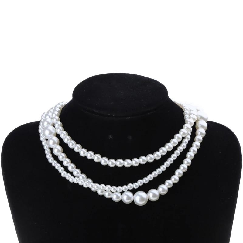 Vintage rotonda imitazione perla collana bianco Faux perline collana per abbigliamento accessori