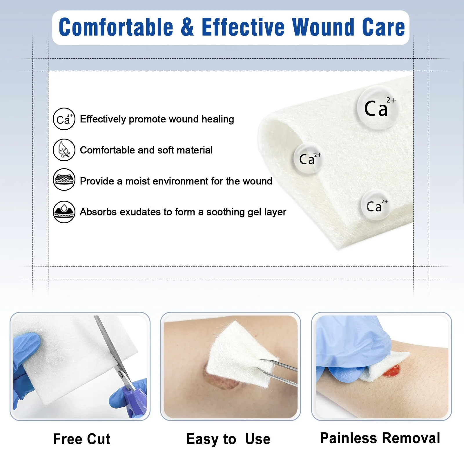 4'' x 4' 10pcs Calcium Alginate Wound Dressing Non Stick Gauze Pads High Absorbency Dressing Products for Wound Care 3