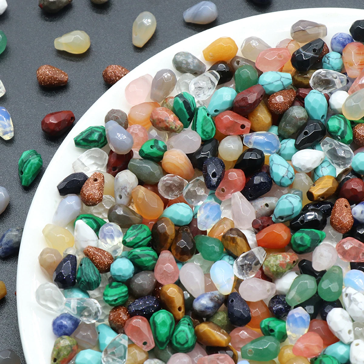 10PC New Reiki Natural Gem Stone Beads Charms Drop-shaped Faceted Moonstone Pendant for DIY Necklace Earring Jewelry Making Gift