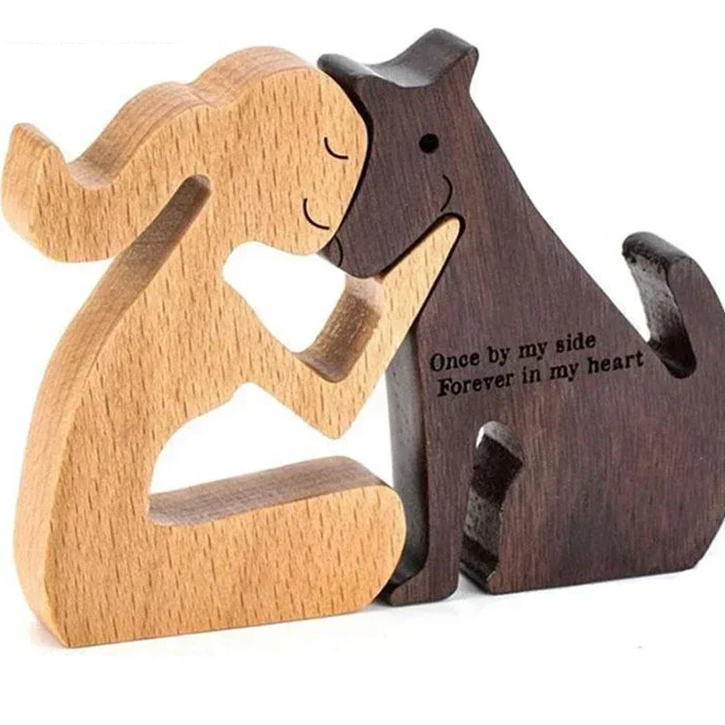 Wood Dog Figurine 1PCS for Pet Home Decoration wood dog figurine