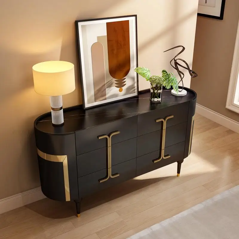 Rock Board Display Sideboard With Drawers Wood Storage Cupboard Living Room Home Furniture Dresser China Cabinet For Decoration