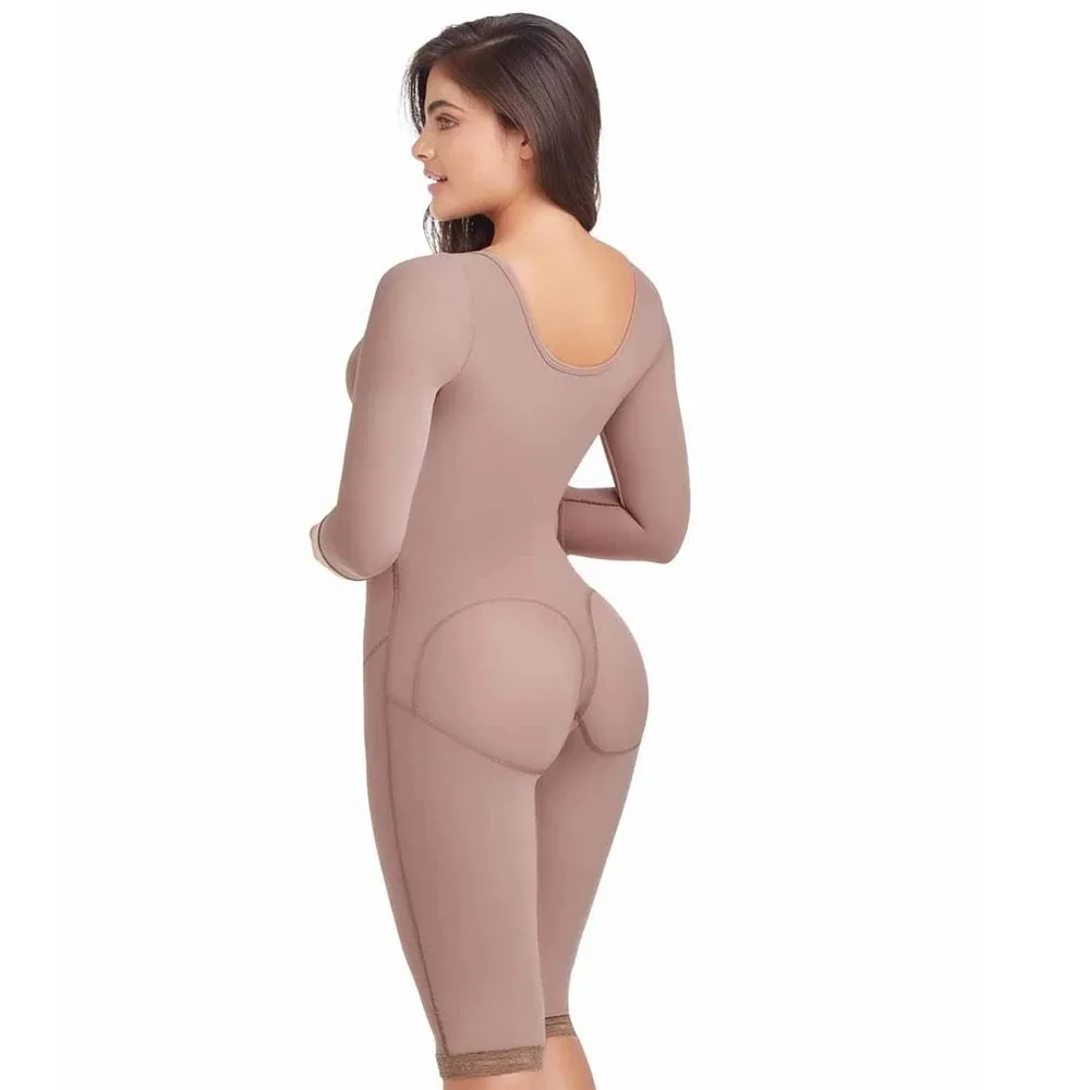 Women Shapewear Long Sleeves Fajas Front Closure Postpartum Post Liposuction Bodysuit