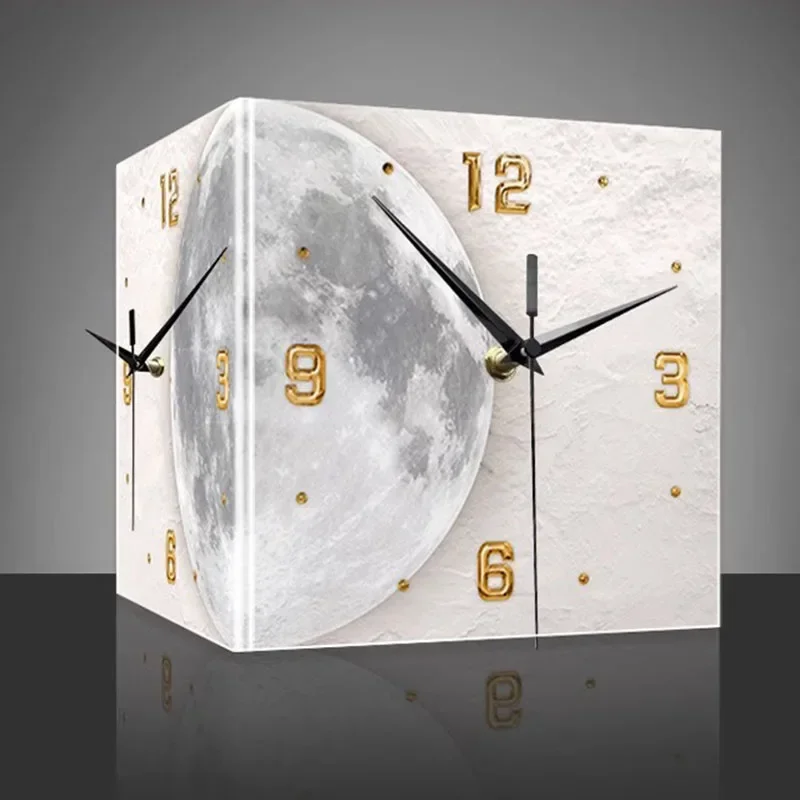Orologio Da Parete Creativo Bifacciale Ad Angolo | Silenzioso E Precise | Per Soggiorno E Ingresso | Installazione Senza Trapano