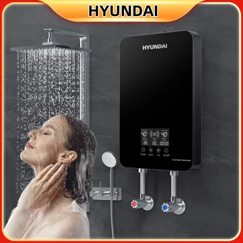 HYUNDAI Small Electric Water Heater Instantaneous Rapid Heating Intelligent Constant Temperature Bathroom Shower English Display