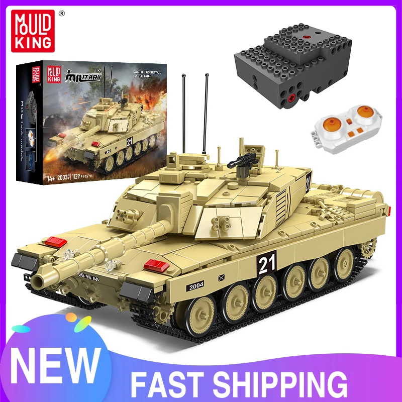 Mould King 20037 Technical Tank Toys The Challenger 2 Main Battle Tank Building Block RC Tank Model Brick Kids Christmas Gifs