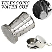 Portable Stainless Steel Folding Cup Telescopic Mug for Tea Camp Utensils Tableware Folded Cup Outdoor Camping 75ml/150ml/250ml