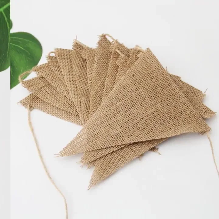 Banner Stamina Bianca Blu - Bandierine Triangolari in Juta, 4 Pezzi, Decorazione da Esterno, Decorazioni Vintage per Matrimoni e Feste, 48 Pezzi, Colore Blu