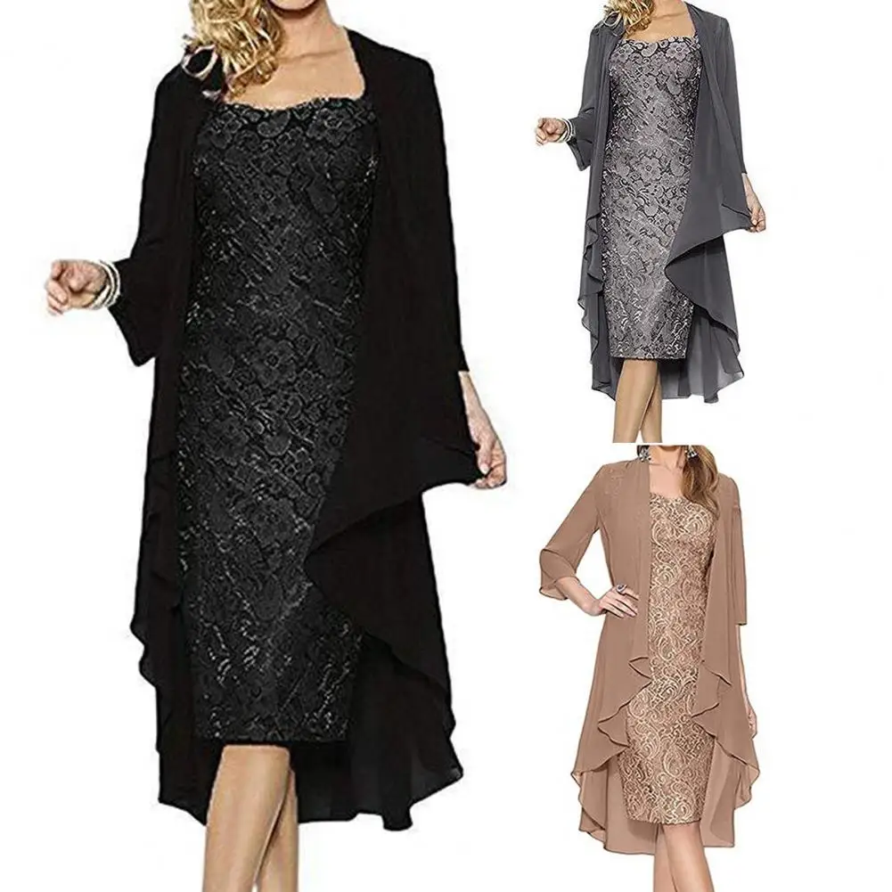

1 Set Women Cardigan Dress Convenient Aesthetic Fine Texture Women Cardigan Dress 3 Colors Fashion Dress