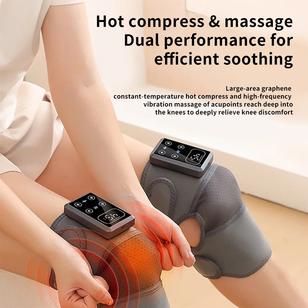 Electric Shoulder Brace Heated Knee Massager Vibration Massage Black Support Strap with Adjustable Three Levels of Heating