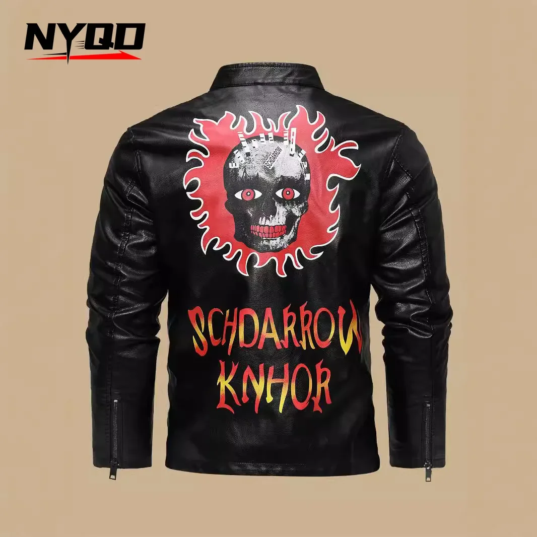 남성용 PU 가죽 가을, 겨울LeatherJacket withSlantedPlacket and LapelMotorcycle JacketWinter Jacket MenМотоциклетная Куртка