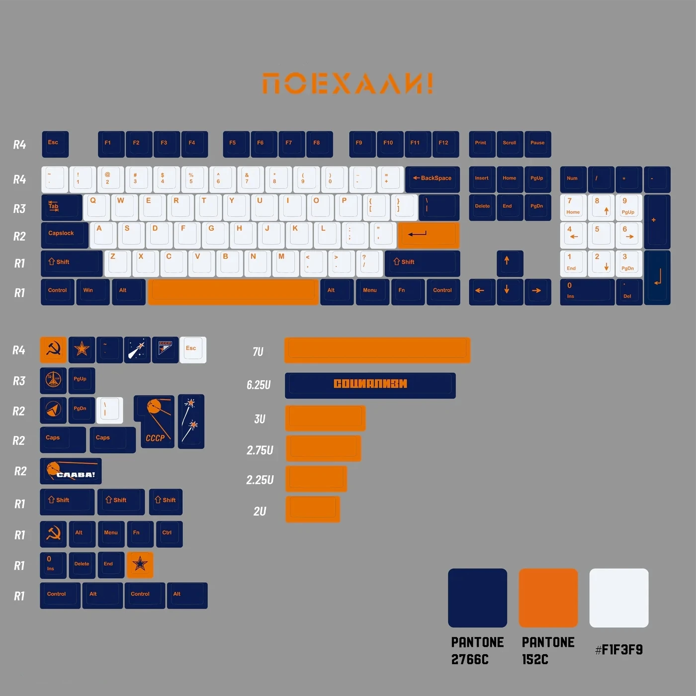 Space Age Keycaps Tema Pbt Dye Subbed Cereja Perfil Keycap Semelhante ao Gmk Yuri 142 Chaves Grupo Cccp