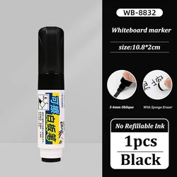 Vibrant Dry Erase Markers with Built - in Eraser, Bold 6mm Tip, Low - Odor & Non - Toxic (1pcs Black)