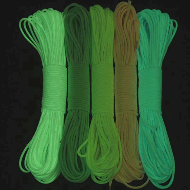 3/100m 4mm Luminous Parachute Cord Lanyard Rope 7 Strand Shoelaces Cordon for Paracord Bracelet DIY Craft Accessory Glow in Dark