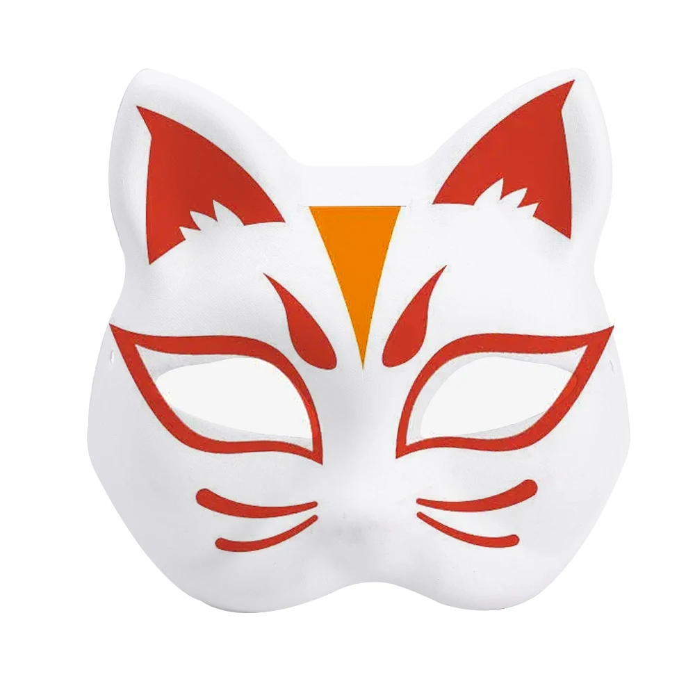 1 Pcs Anime Halloween Foxes Mask Japanese Cosplay Rave Hand-Painted Anime Demon Slayer Half Face Cat Masks Festival Party Props