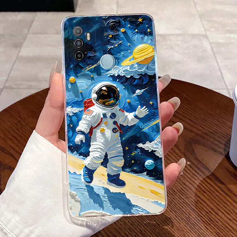 Aesthetic Cute Cat Cartoon Transparent Silicone Phone Case with Soft Bumper
