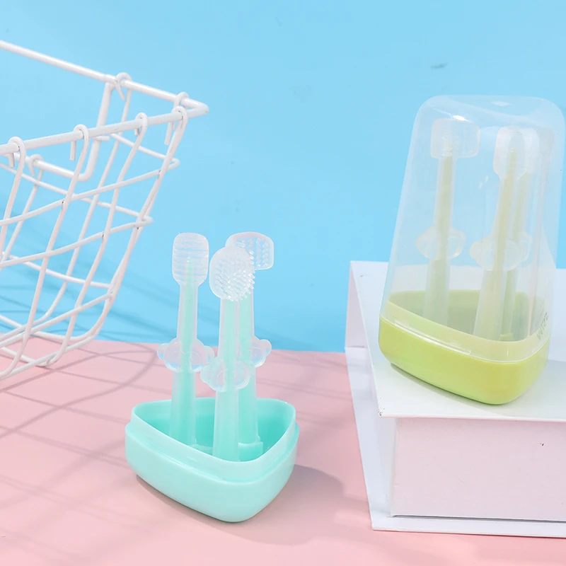 실리콘 칫솔, 혀 코팅 청소, 0-18 개월 칫솔, 3 개