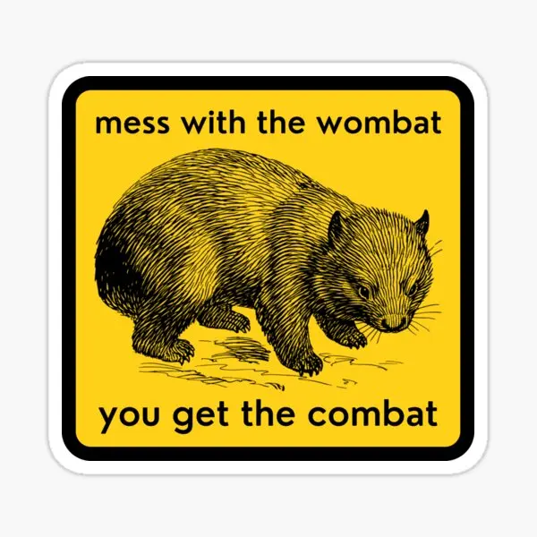 

Mess With The Wombat You Get The Combat 5PCS Car Stickers for Print Luggage Cute Art Car Anime Room Water Bottles Motorcycle