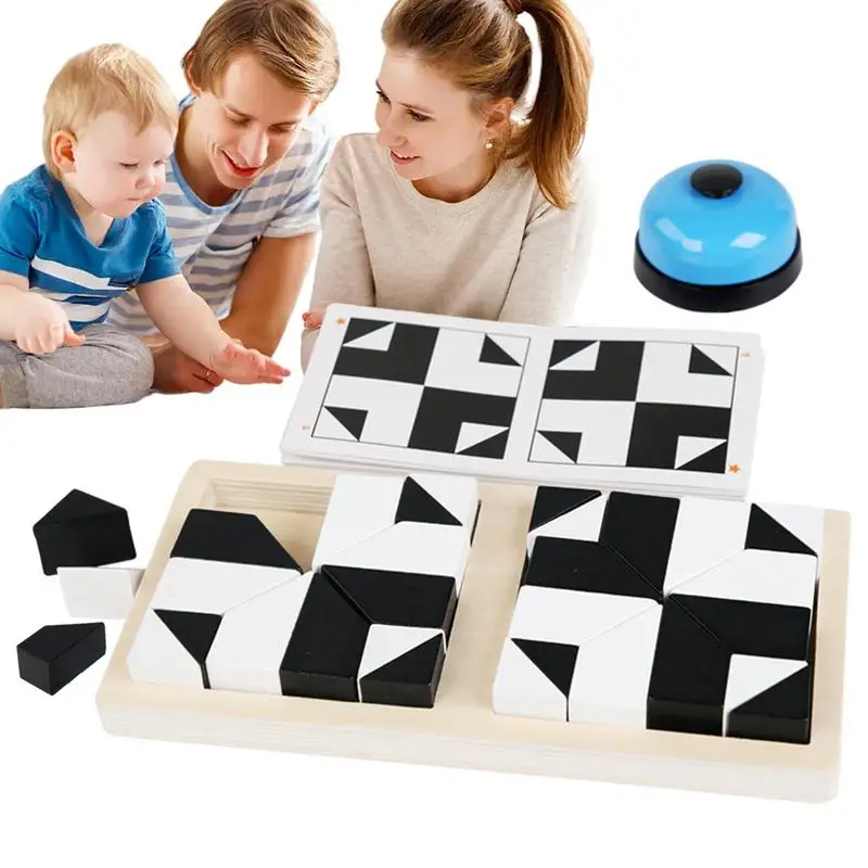 

Wooden White And Black Jigsaw Puzzle Tangram Toy Kids Early Education Sorting Games Toys Children Gift Brain Teaser