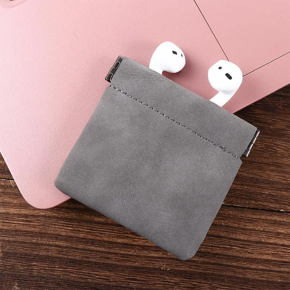 Compact PU Leather Earbud Storage Pouch - Mini Shockproof & Dustproof Protective Sleeve with Credit Card Holder