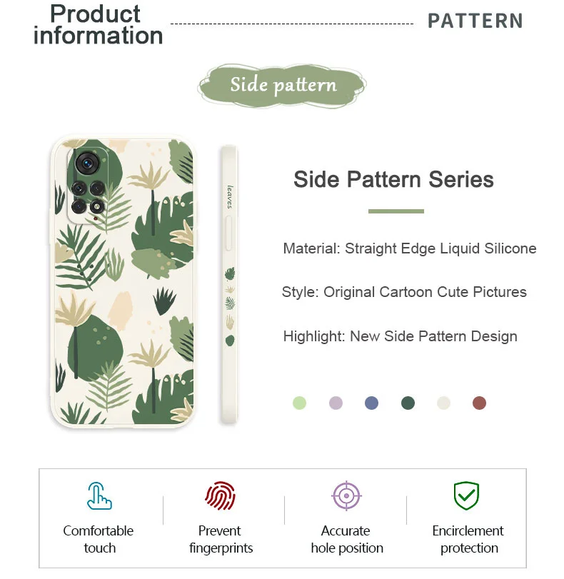 Verdant Green Leaf Phone Case For Xiaomi Redmi Note 11 11S 11T 10 10A 10T 10S 9T 9 8 7 Pro Plus 10C 9A 9C 9T 4G 5G Cover