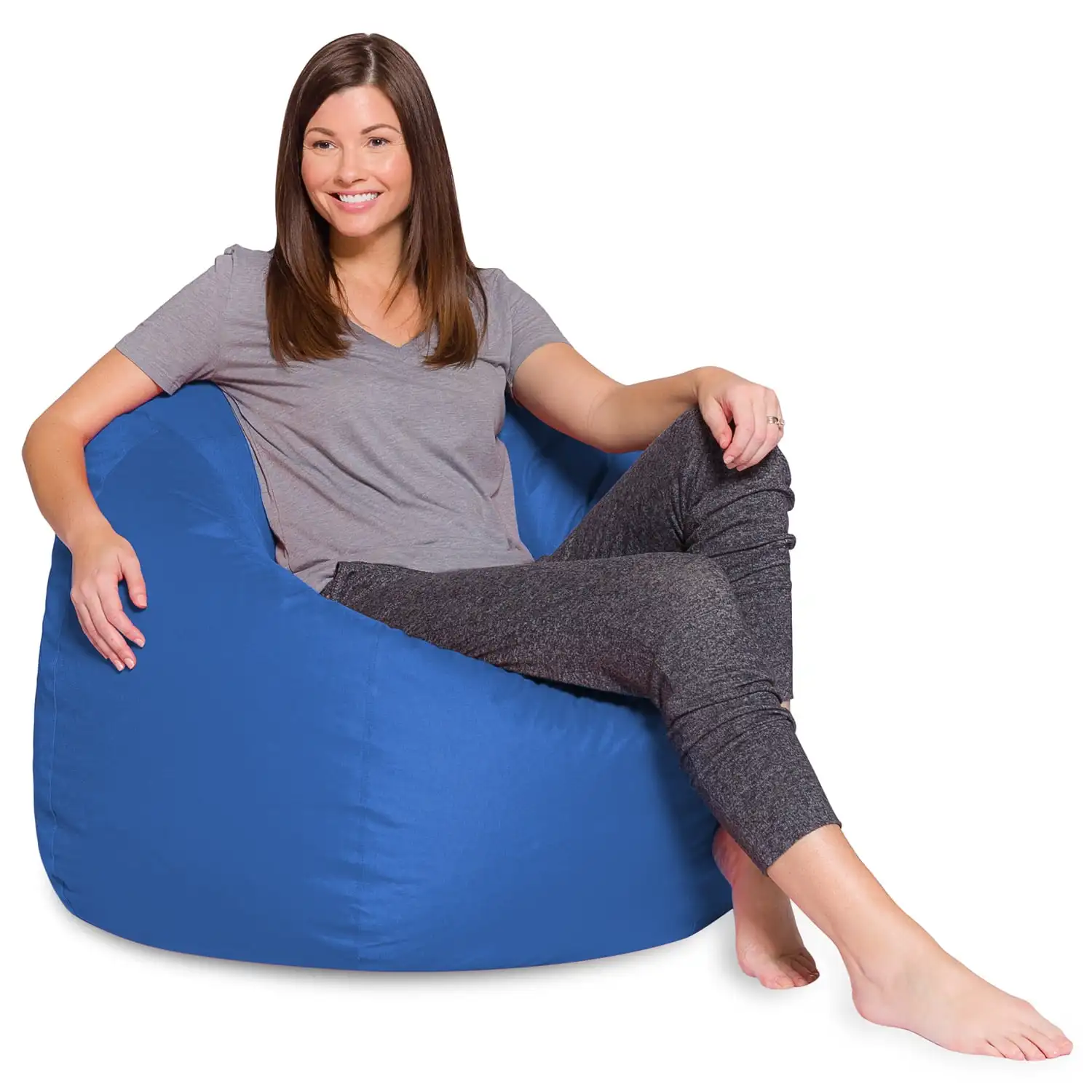 

4 ft, Ft Canvas Bean Bag Chair, Lazy Floor Sofa Bean Bag Couch w/ Memory Foam Fill for Living Room Bedroom - Royal Blue