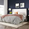 Full Size Velvet Bed Frame/Vertical Channel Tufted Wingback Headboard/Upholstered Platform Bed/Strong Wooden Slats/Easy Assembly 1