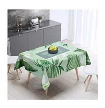 

Cotton Linen Tablecloths, Waterproof Table Covers Tropical Plant Leaves Green 2 Dining Table Coffee Table Deco