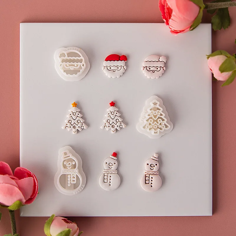 Festive Polymer Clay Cutter Set: Deer, Snowflake, Santa, Gingerbread Man for Holiday Jewelry and Decor