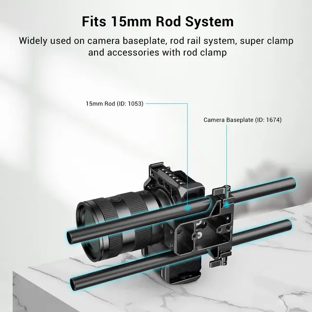Kit De Placa Base SmallRig Con Rieles De 15mm - Incluye Varillas Y Abrazadera - Ideal Para Cámaras De Video Y Cine