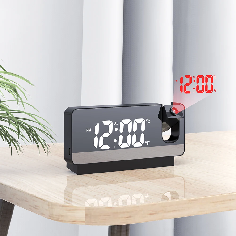 2022 NEW LED Digital Projection Alarm Clock Table Electronic Alarm Clock with Projection Time Projector Bedroom Bedside Clock 4