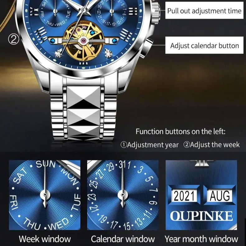 OUPINKE TOP Luxury Brand Couple Watches Pair for Men and Women Automatic Mechanical Lover's Watches Waterproof Couple Watch Set