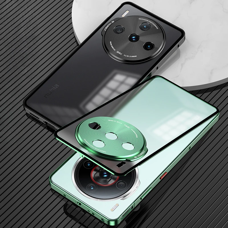 Premium Aluminium Alloy Metal Frame Bumper with Tempered Glass Cover - Shockproof Hard Case