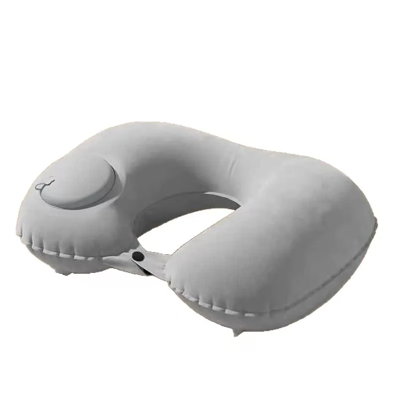 Deluxe Inflatable U-Shaped Travel Pillow - Soft Flocked Portable Neck Support for Ultimate Comfort