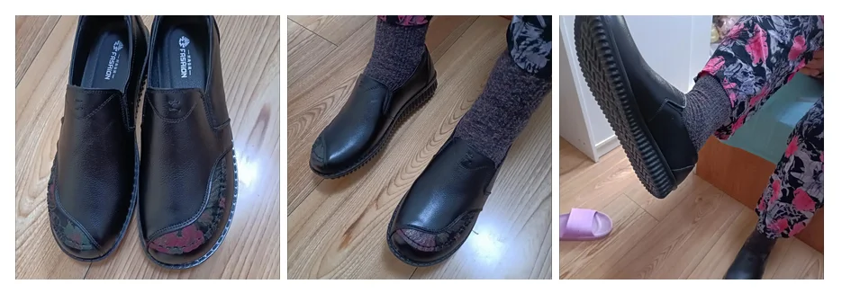 Luxus Bequeme Mama Schuhe frauen Müßiggänger Ballerinas Ältere Frau Echt Leder Mokassins Mom Vintage Schuhe Ohne Absätze – Detail 3