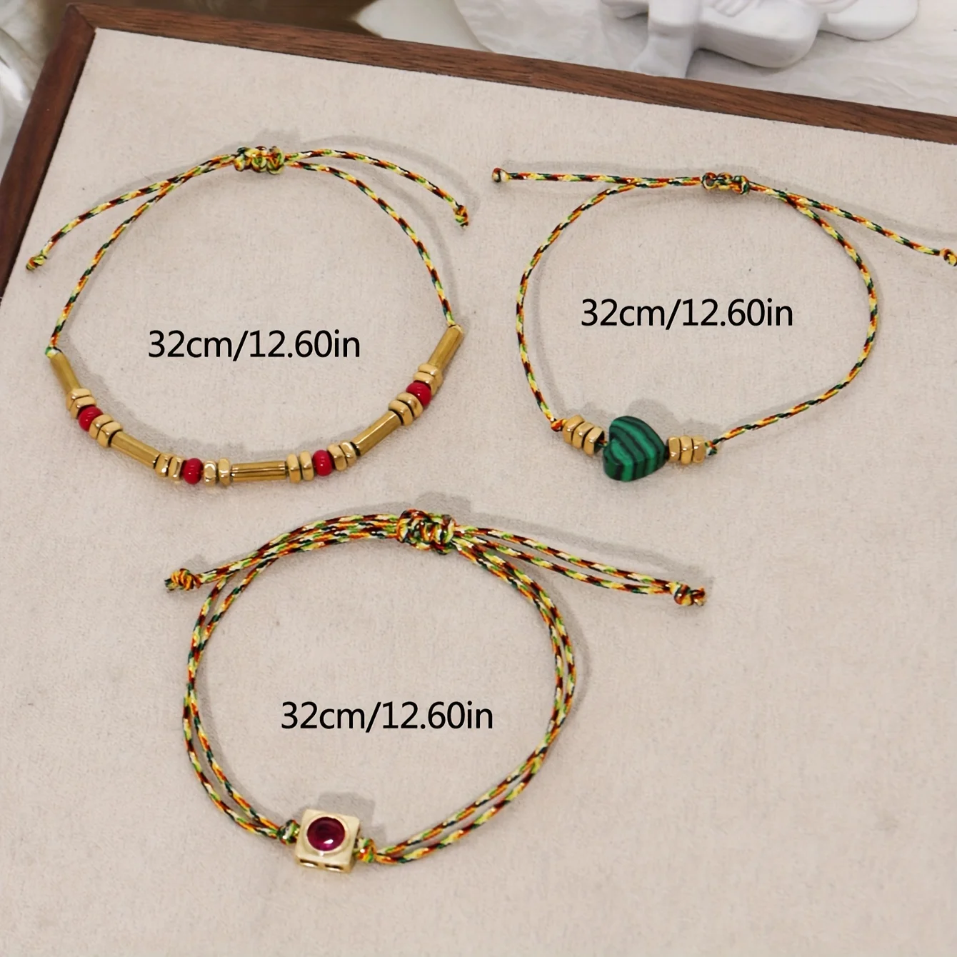 Bohemian Chic Womens Bracelet Set - Handcrafted with Natural Heart-Shaped Stone